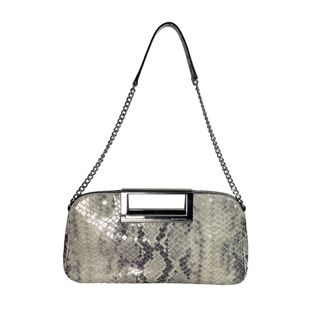 Michael Kors Berkley Clutch Large Python Pearl Gray Clutch, Size: 13"X 7"x1 1/2"